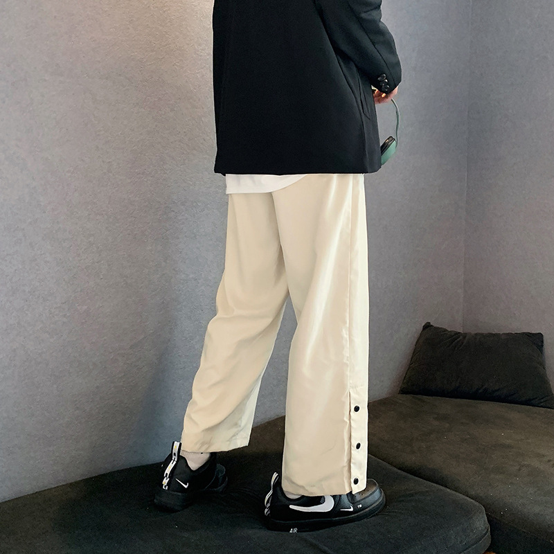 Straight Cropped Overalls Men's Korean Style Autumn and Winter Hong Kong Style Trendy Brand Ins Korean Style Student Trendy All-Match Wide Leg Pants