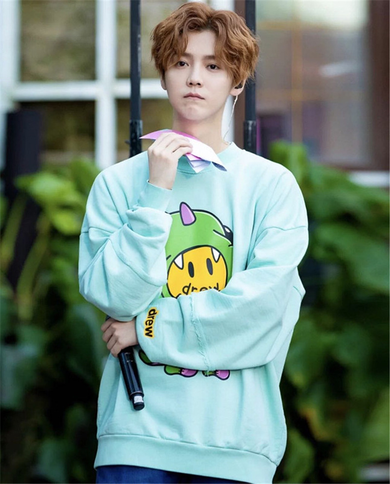 贾斯汀比伯笑脸薄荷绿小恐龙卫衣创造营2020鹿晗同款圆领长袖