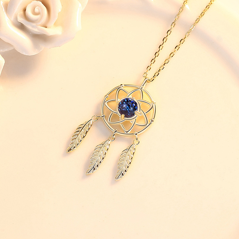 网红星空s925纯银捕梦网六芒星形项链吊坠小众简约设计锁骨链女