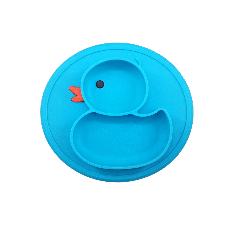 Little Duck Silicone Baby Plate Compartment Children's Dinner Plate Baby's Service Plate Feeding Tableware