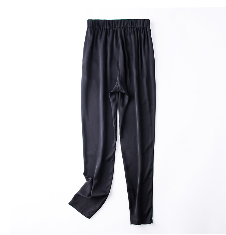 真丝长裤2020年春新款23姆米双桥缎桑蚕丝休闲黑色小脚裤显瘦批发