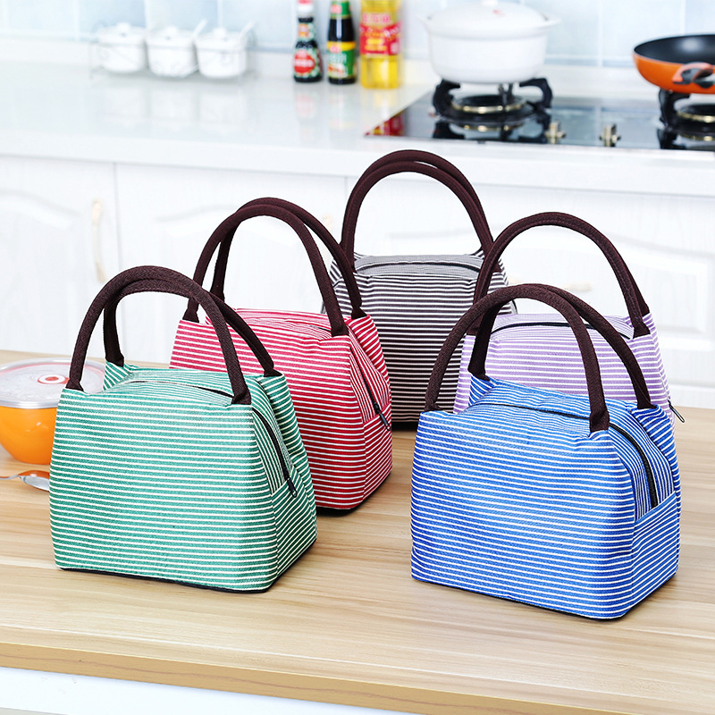 striped lunch box bag handbag hand carry lunch bag lunch box bag bento box lunch bag canvas insulation bag custom