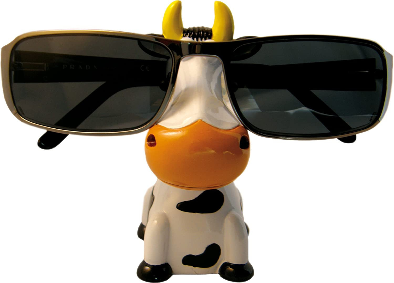 树脂奶牛眼镜架雕像动物桌面摆件棕色cow spectacles holder