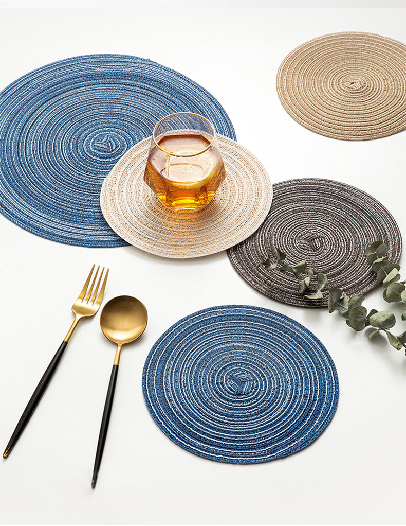 日式餐垫 北欧藤编圆形餐桌垫西餐垫防滑防烫隔热垫茶杯垫碗垫