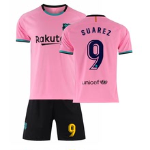 粉色巴萨2021新款球衣10号梅西队服成人儿童主客场新赛季队服