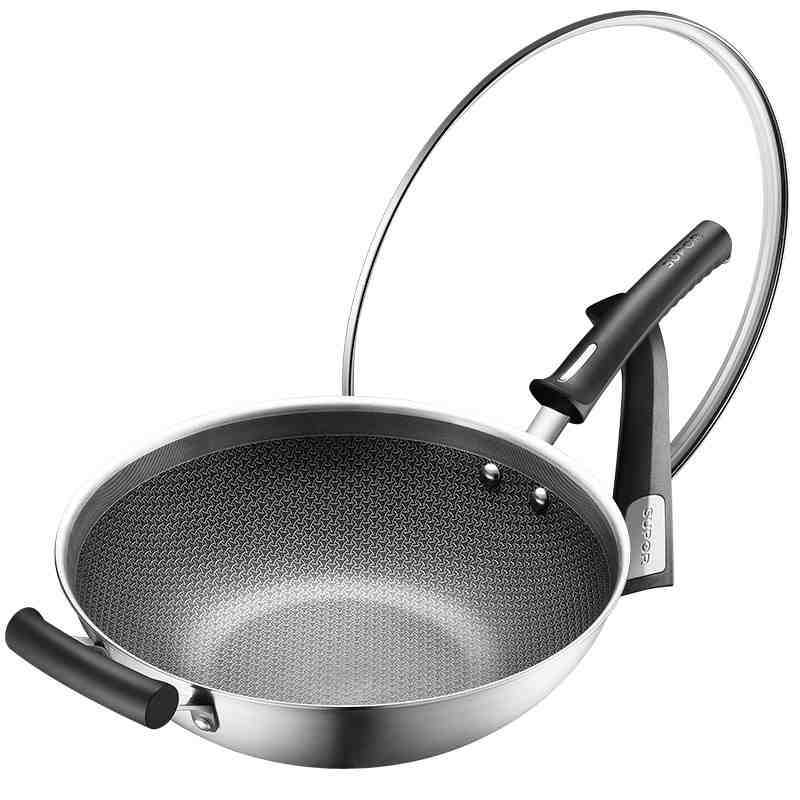 苏泊尔316不锈钢炒锅近无油烟炒菜不粘锅家用电磁炉通用