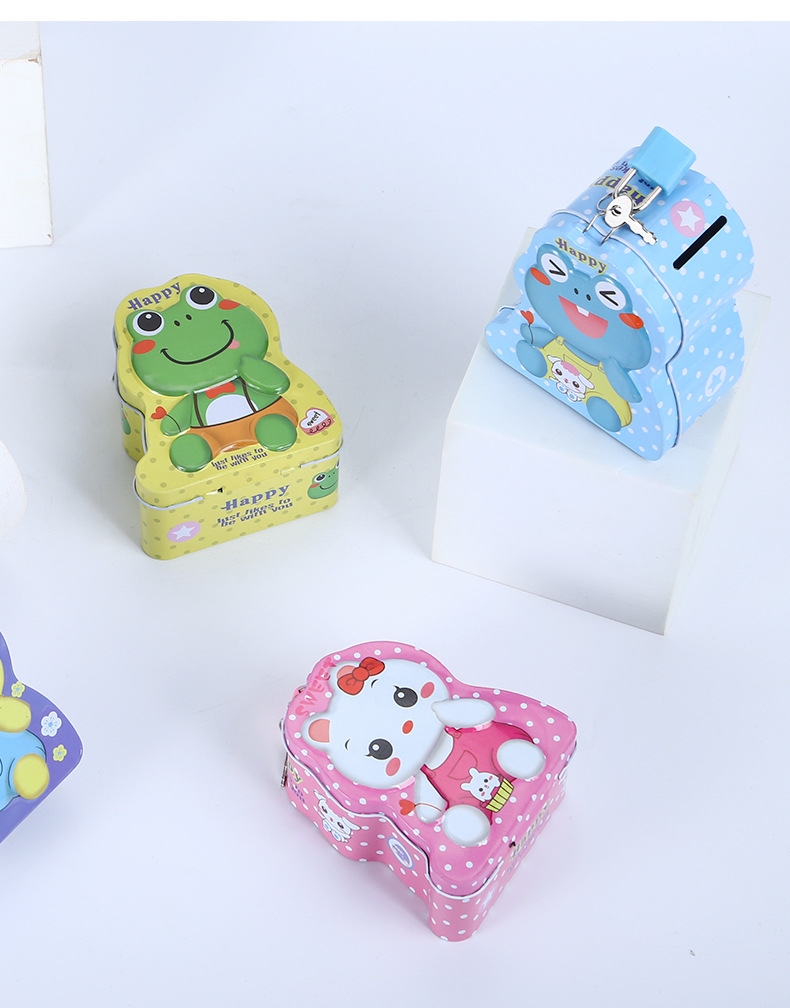 卡通青蛙动物存钱罐马口铁储蓄罐带锁 厂家批发_晋江德懋文具有限公司