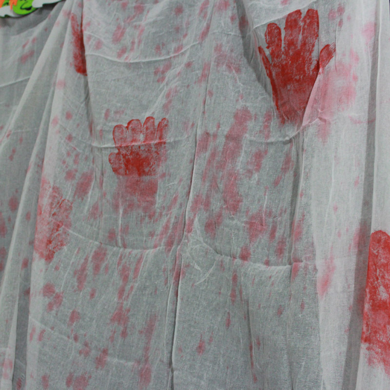 厂家批发万圣节染血纱布涤棉白色染血布血手饮万圣节装饰鬼节装饰