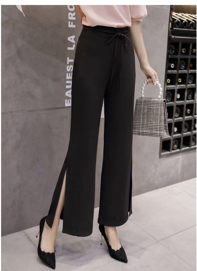 冰丝阔腿裤女春夏高腰垂感宽松显瘦直筒夏季薄款飘逸休闲微喇裤子