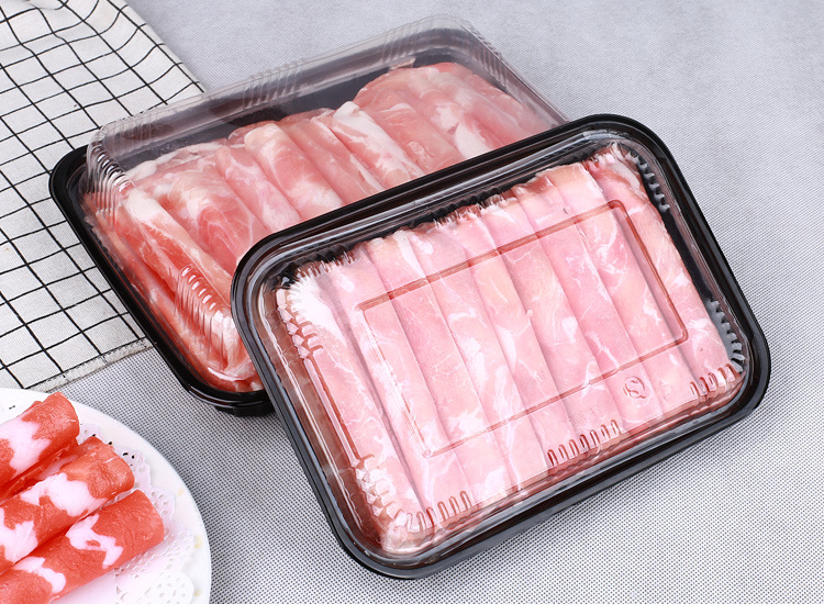 羊肉片包装盒一次性塑料牛羊肉卷打包盒透明冷冻保鲜带盖一斤