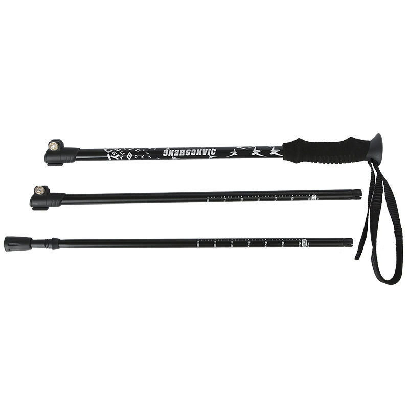 Alpenstock One-Word Eva14cm Outer Lock 6061 Retractable Outdoor Aluminum Alloy Camping Alpenstock Walking Stick Three Sections