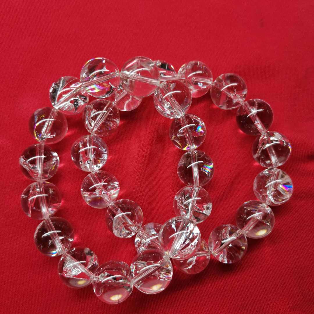 厂家直销天然彩虹水晶手链七彩胶花手链天然冰透量大优惠