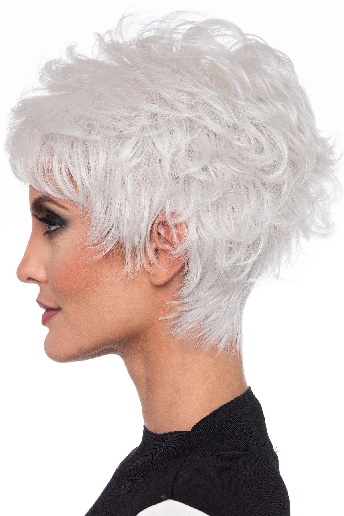 外贸中老年妈妈假发欧美女短发纯白色短直发蓬松新款化纤发假发套