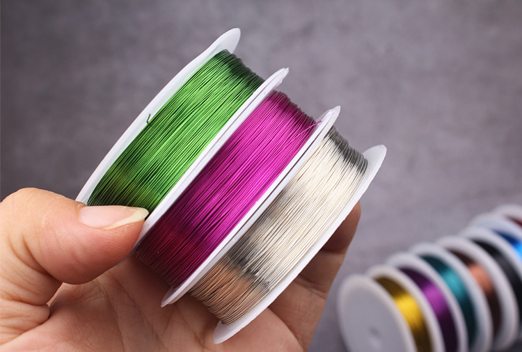 03mm彩色铜丝引线小卷约28米金银色金属串珠工具手工diy材料批发