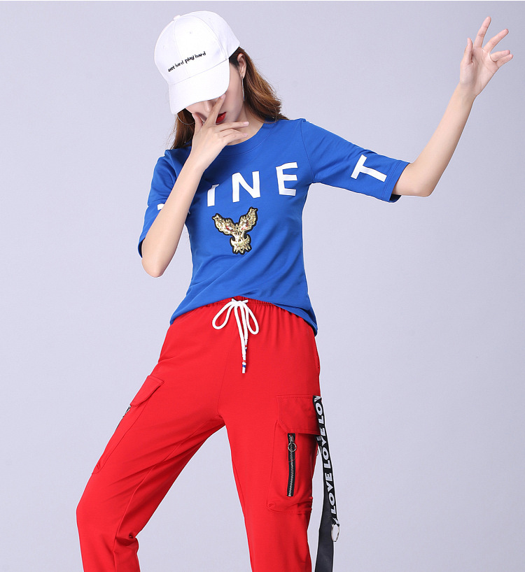 曳步舞服装新款套装女春夏季广场舞棉运动服鬼步舞跳舞衣服