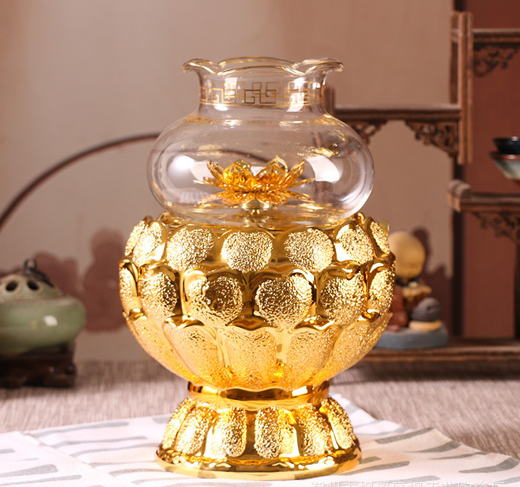 泰国佛具造型供佛酥油灯座酥油长明酥油灯莲花灯佛前沙金供奉供灯