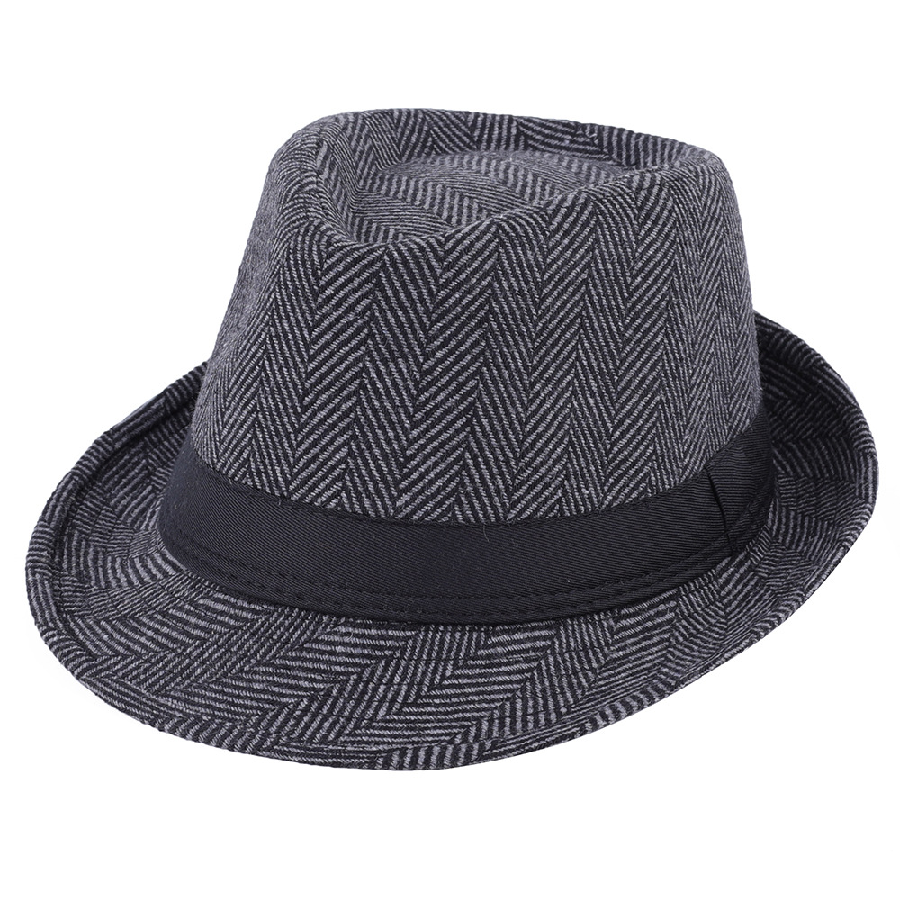 亚马逊速卖通休闲时尚翻边羊毛呢小礼帽男士逛街出游短檐爵士帽