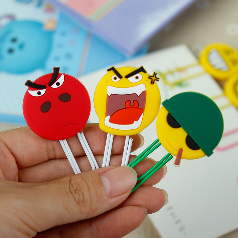 笑脸表情回形针书签创意可爱金属曲别针彩色回行针卡通韩版曲别针