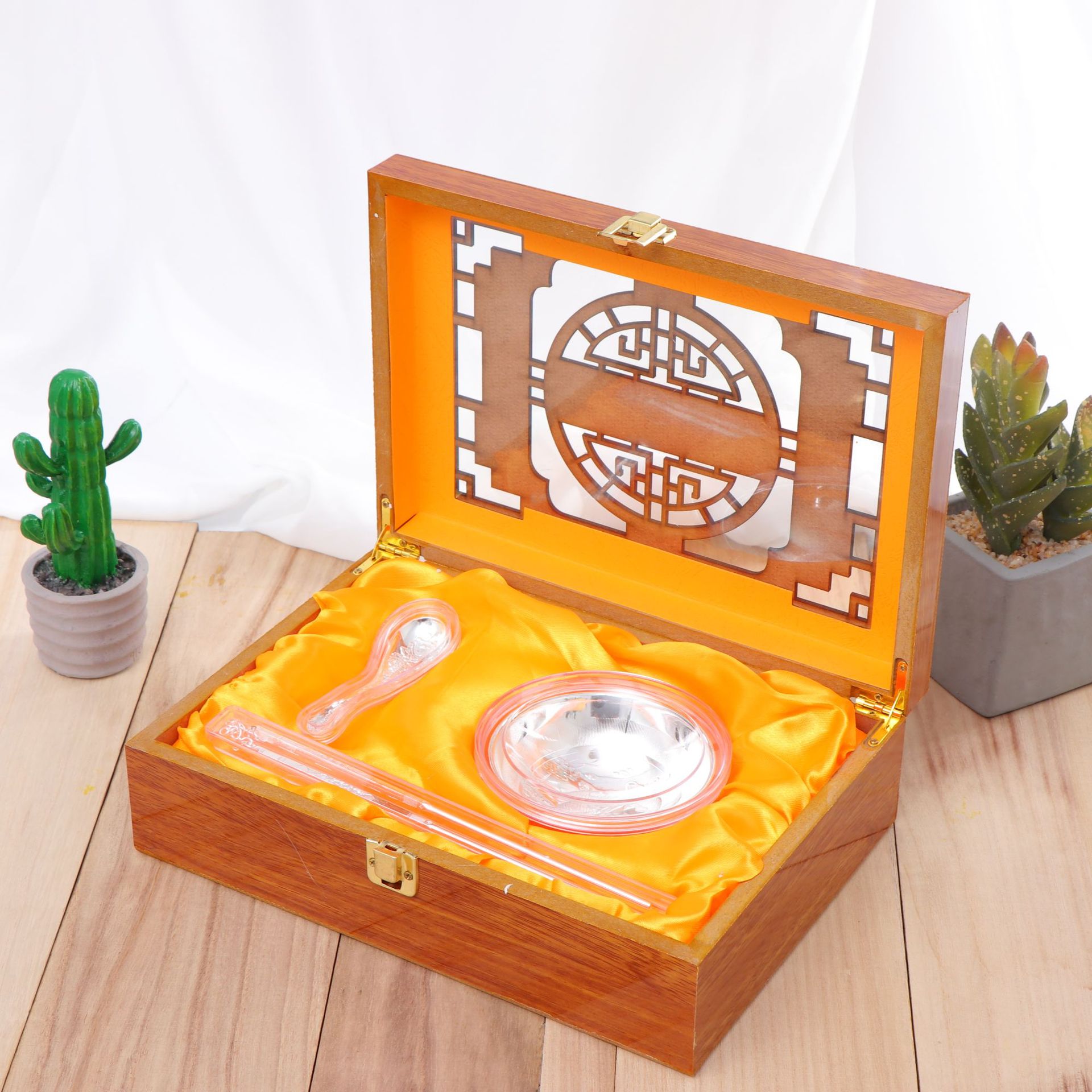 银碗 五福临门银碗筷三件套镀银银碗年年有余会销礼品大量现货