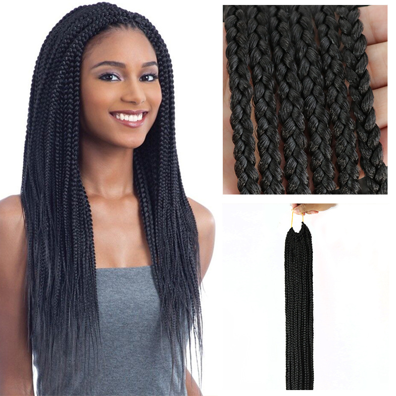 欧美假发女20寸三股辫 非洲小辫子马尾手勾tripartite braid hair