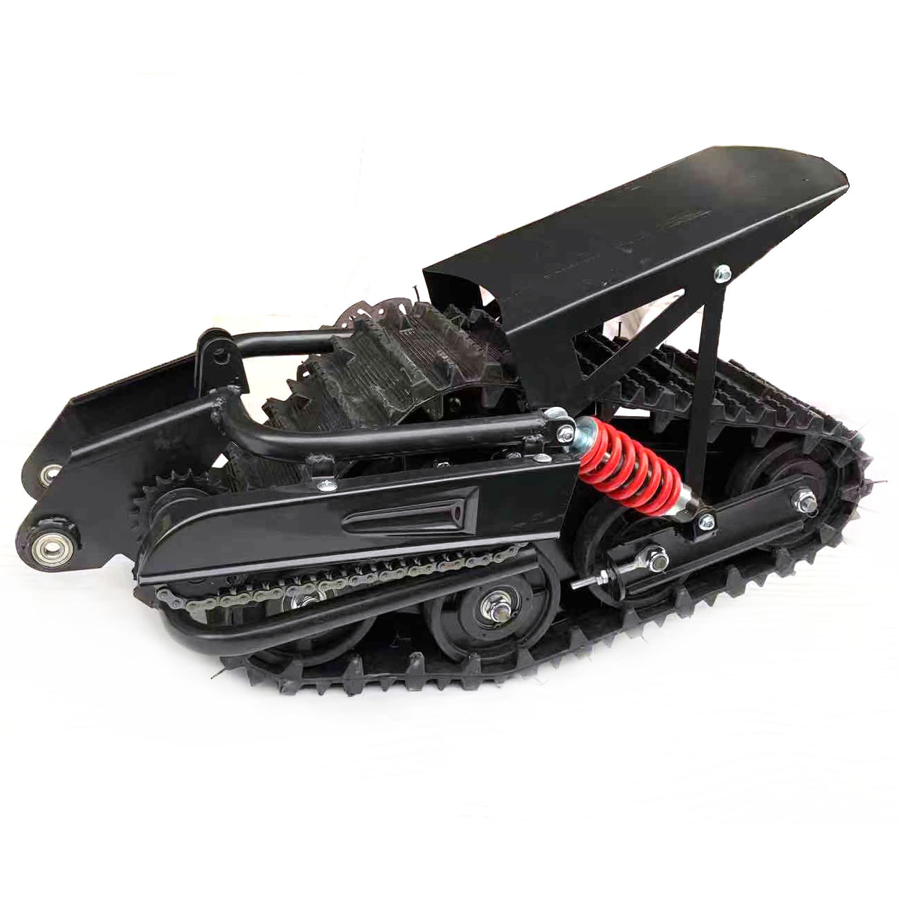 自制改装雪地两轮越野摩托车配件雪橇板 履带轮总成 橡胶履带