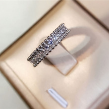 安娜同款S925纯银珠边满钻戒指女食指尾戒网红时尚潮流礼物代发