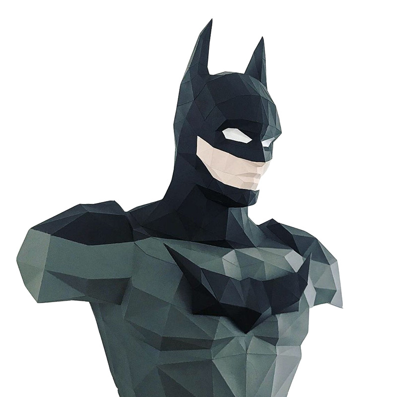 半身蝙蝠侠 壁挂3d纸模型diy手工纸模挂饰几何折纸立体构成