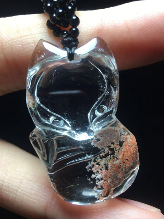 丹利水晶 橘幽灵雕刻吊坠 橘幽灵雕刻小狐狸吊坠