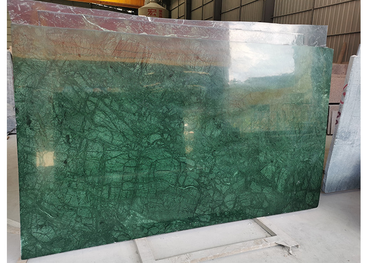 云浮大理石印度绿批发定制背景墙工程别墅酒店拼花地面厂家直供