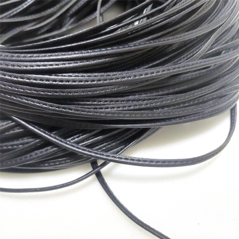 工厂定做真皮pu平车线扁皮绳对折条适用服饰系蝴蝶结皮绳衣帽吊绳