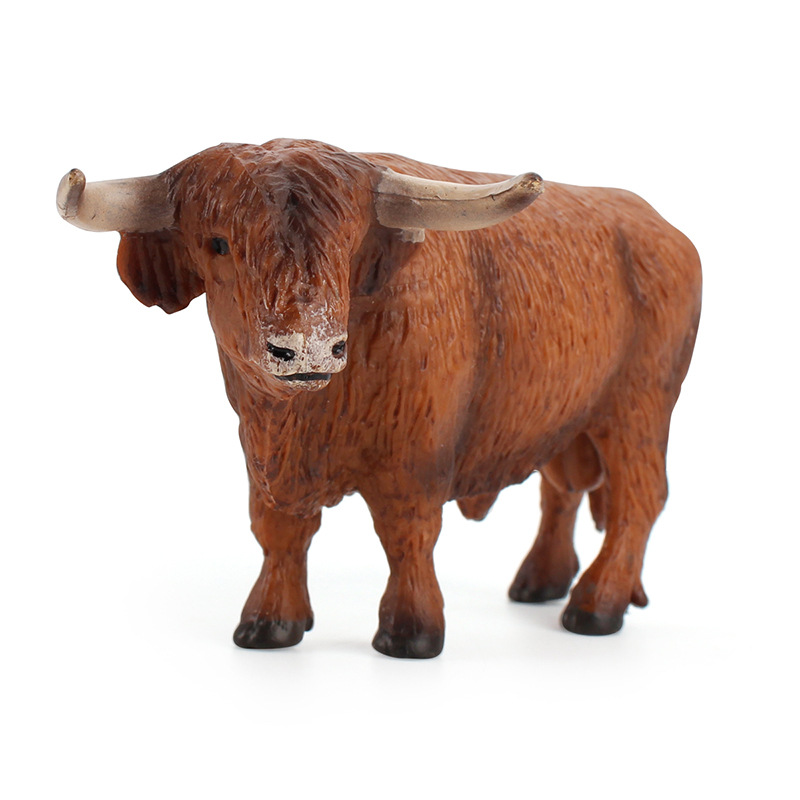 跨境热销仿真高地牛模型pvc牧场动物牛摆件宝宝早教认知家畜玩具