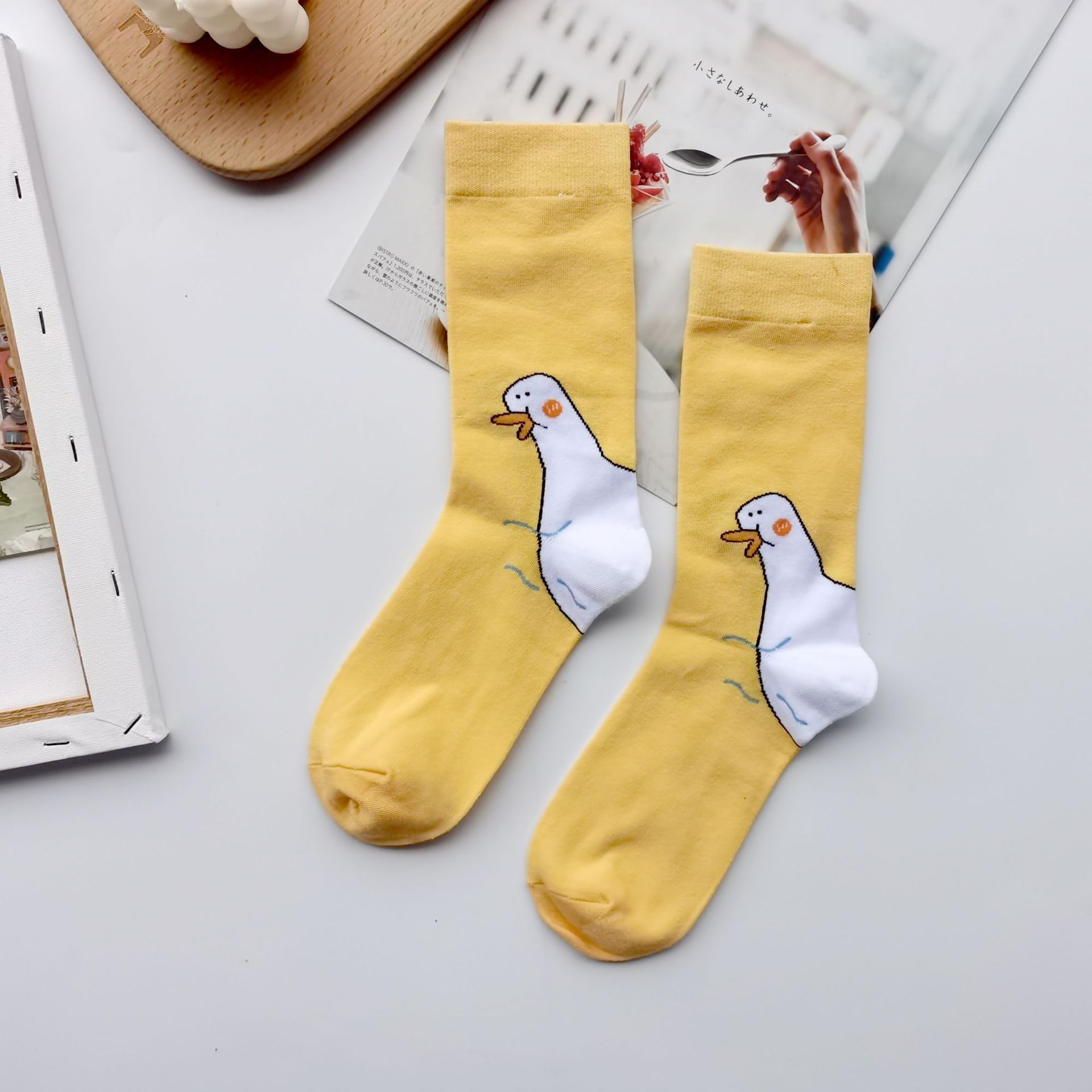 鸭子袜 20新品袜子女 时尚个性男女情侣中筒袜 鸭嘴棉休闲透气
