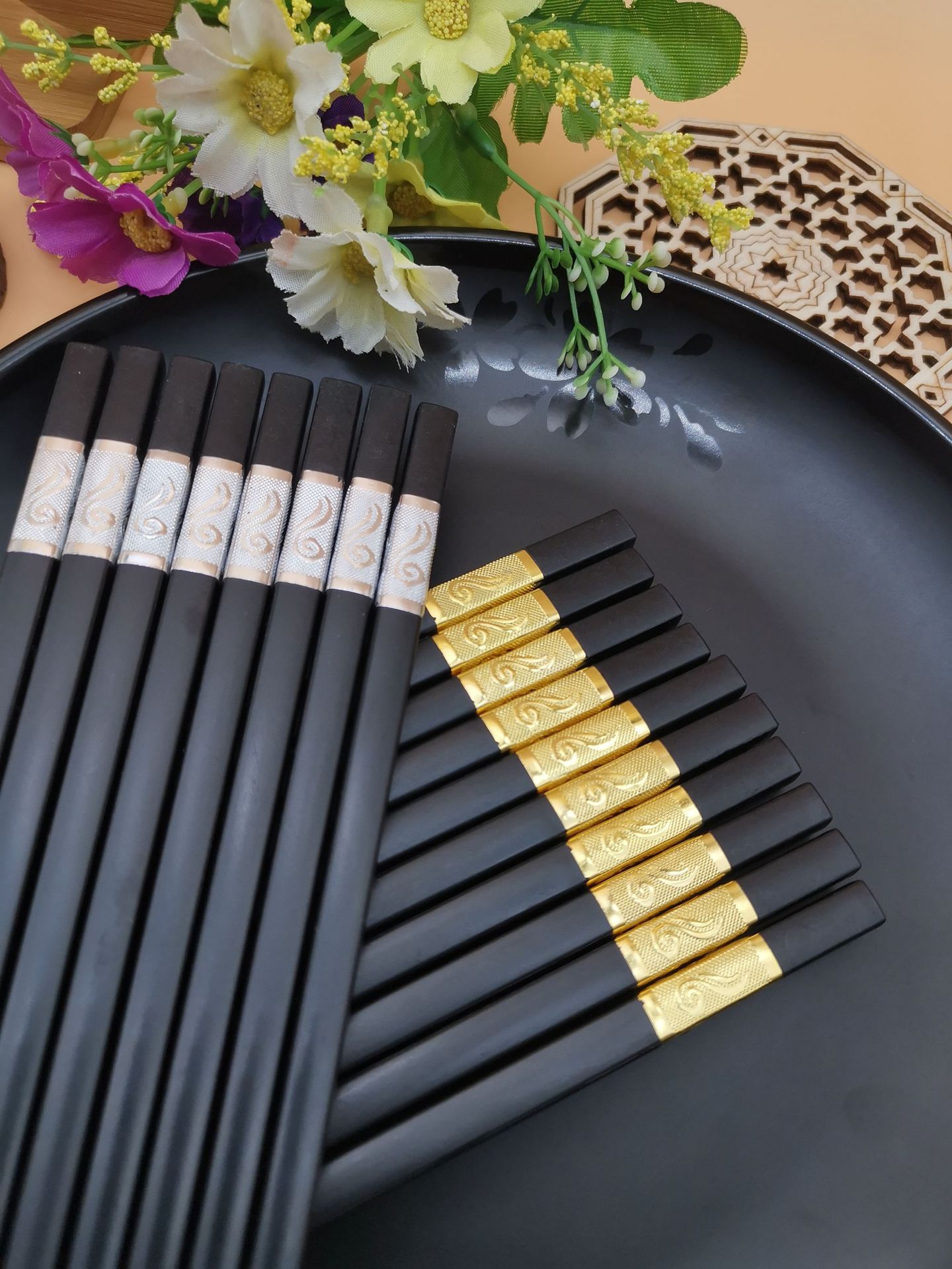 合金筷子10双高档筷子耐高温防滑防霉酒店家用消毒筷子厂家批发