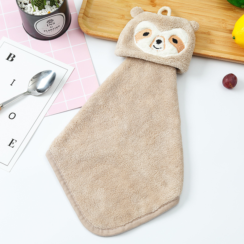 Coral Fleece Cartoon Cute Animal Hand Towel Soft Multi-Purpose Hand Towel Household Kitchen Bathroom Absorbent Towel