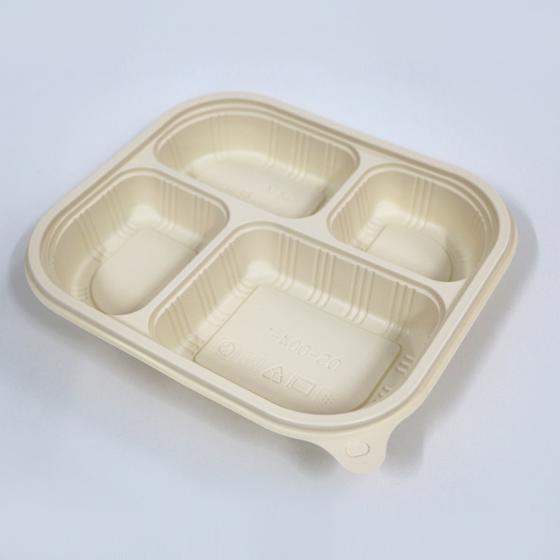 玉米淀粉基可降解一次性环保餐盒4格 四格快餐外卖打包盒 1000ml