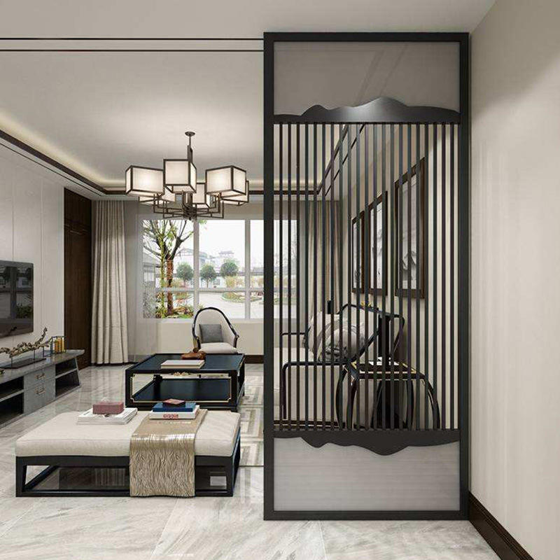 新中式屏风隔断客厅酒店办公室遮挡煞简约现代玄关通顶装饰墙