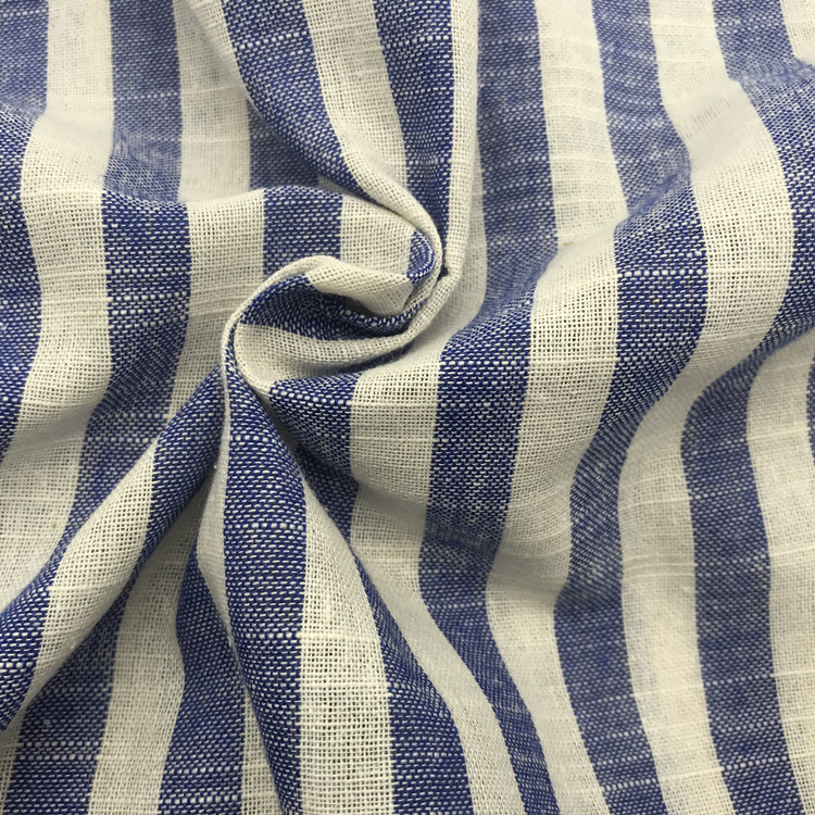 童装 女装面料 全棉仿麻面料 色织棉布 棉麻色织布 条纹棉麻布