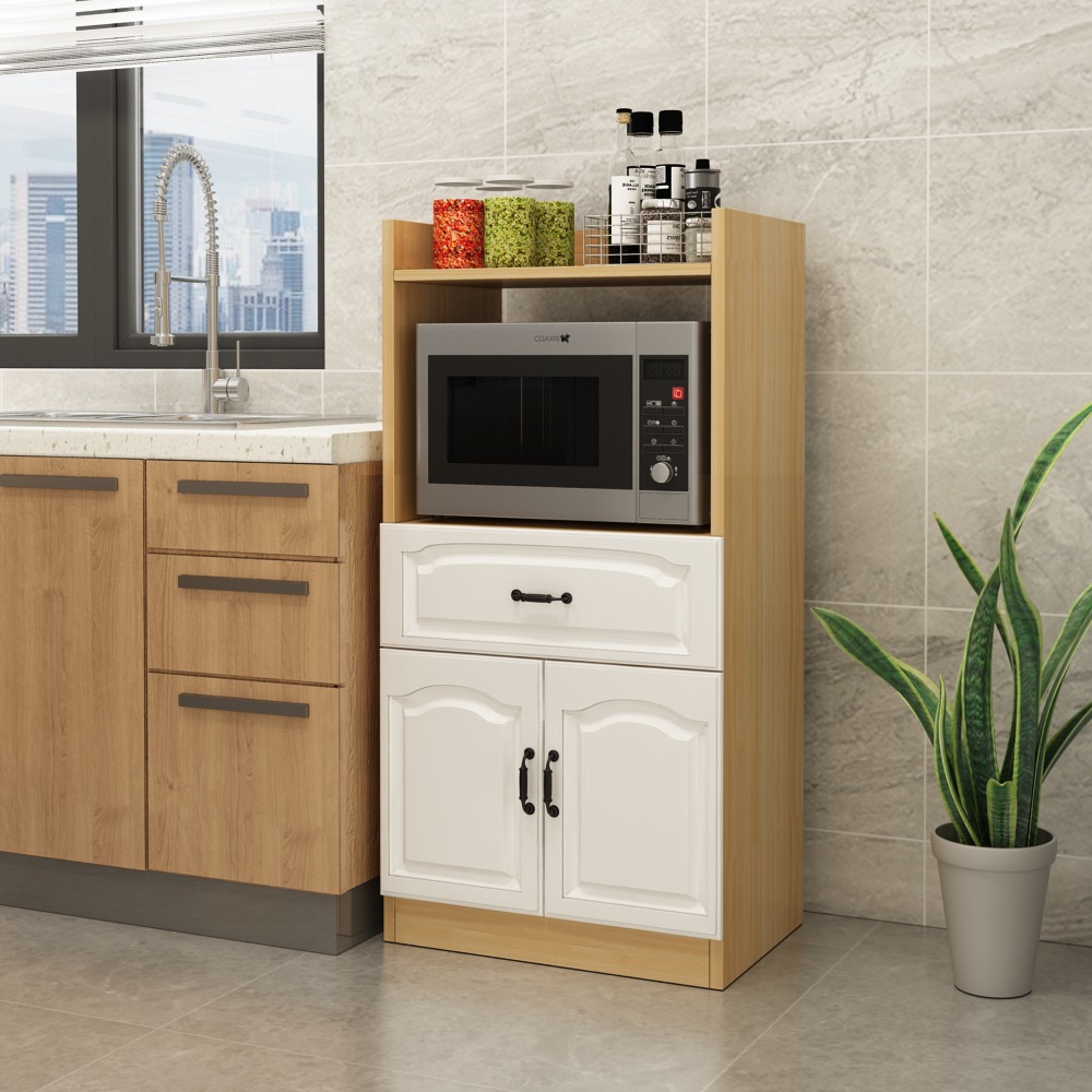 厨房置物柜碗柜落地多层微波炉柜子橱柜烤箱收纳家用储物柜带抽屉