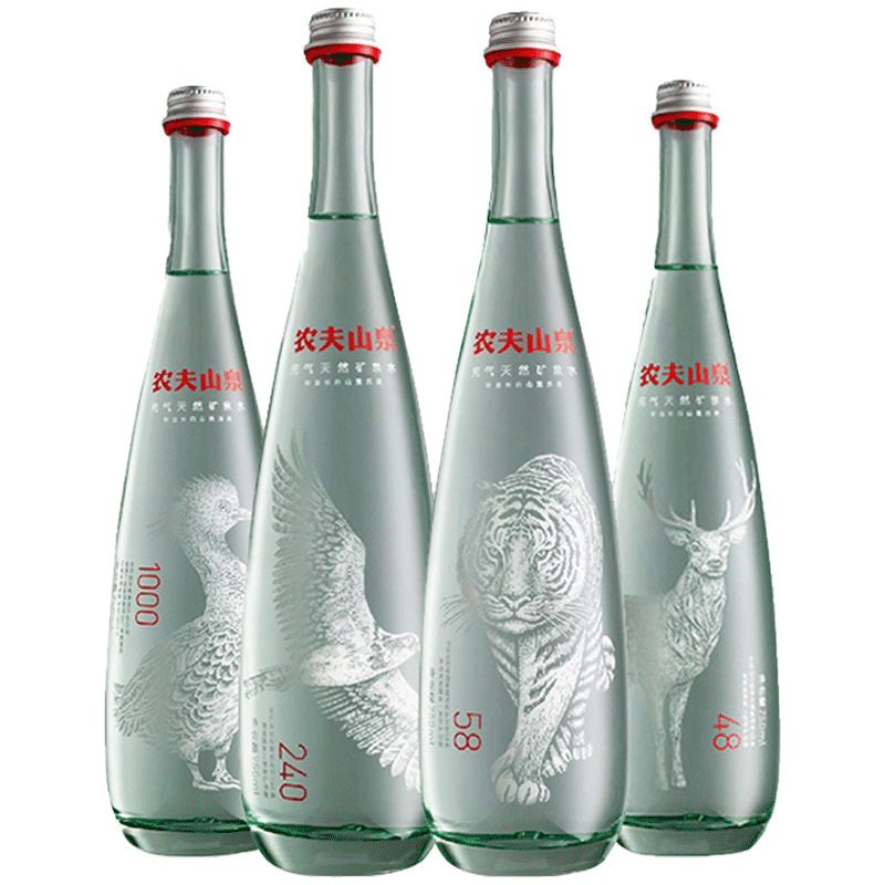 上海农夫山泉玻璃瓶充气矿泉水750ml*12瓶8种图案 创业时代同款水