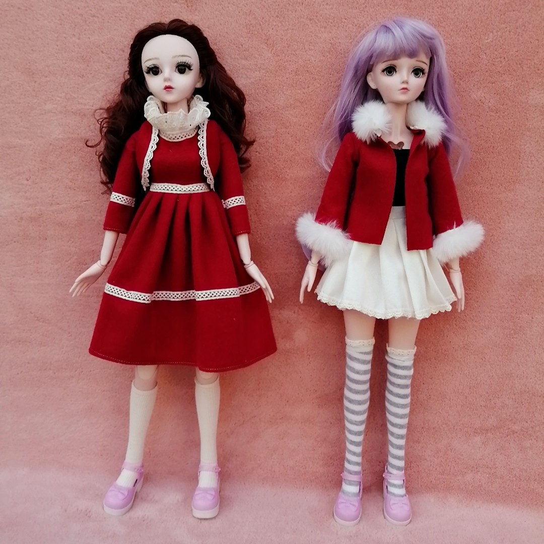 2021新款bjd60厘米冬款娃衣换装加厚冬装圣诞节元旦新年娃娃衣服