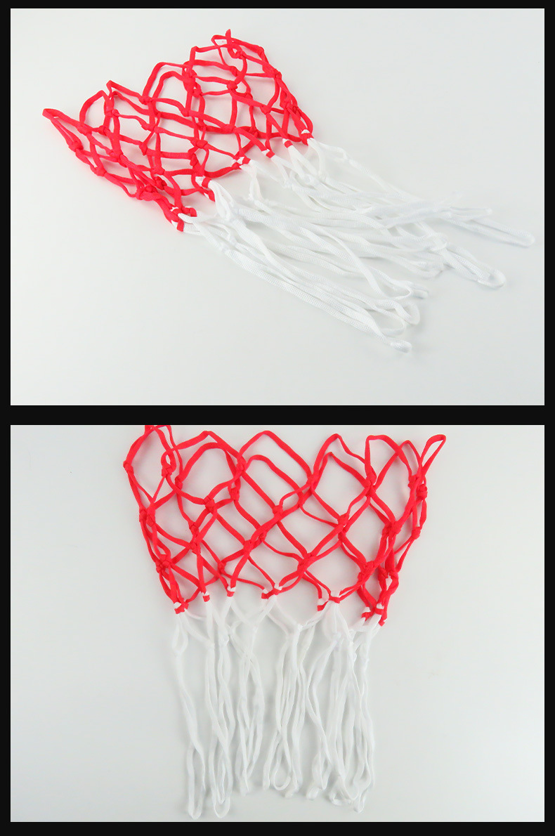 室内室外双色篮球网便携丙纶机编扁钩编绳红白双色篮球网兜现货