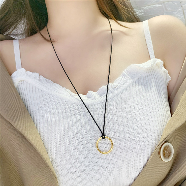 抖音同款三生三世素圈戒指项链古法传承越南沙金黑绳颈链指环情侣