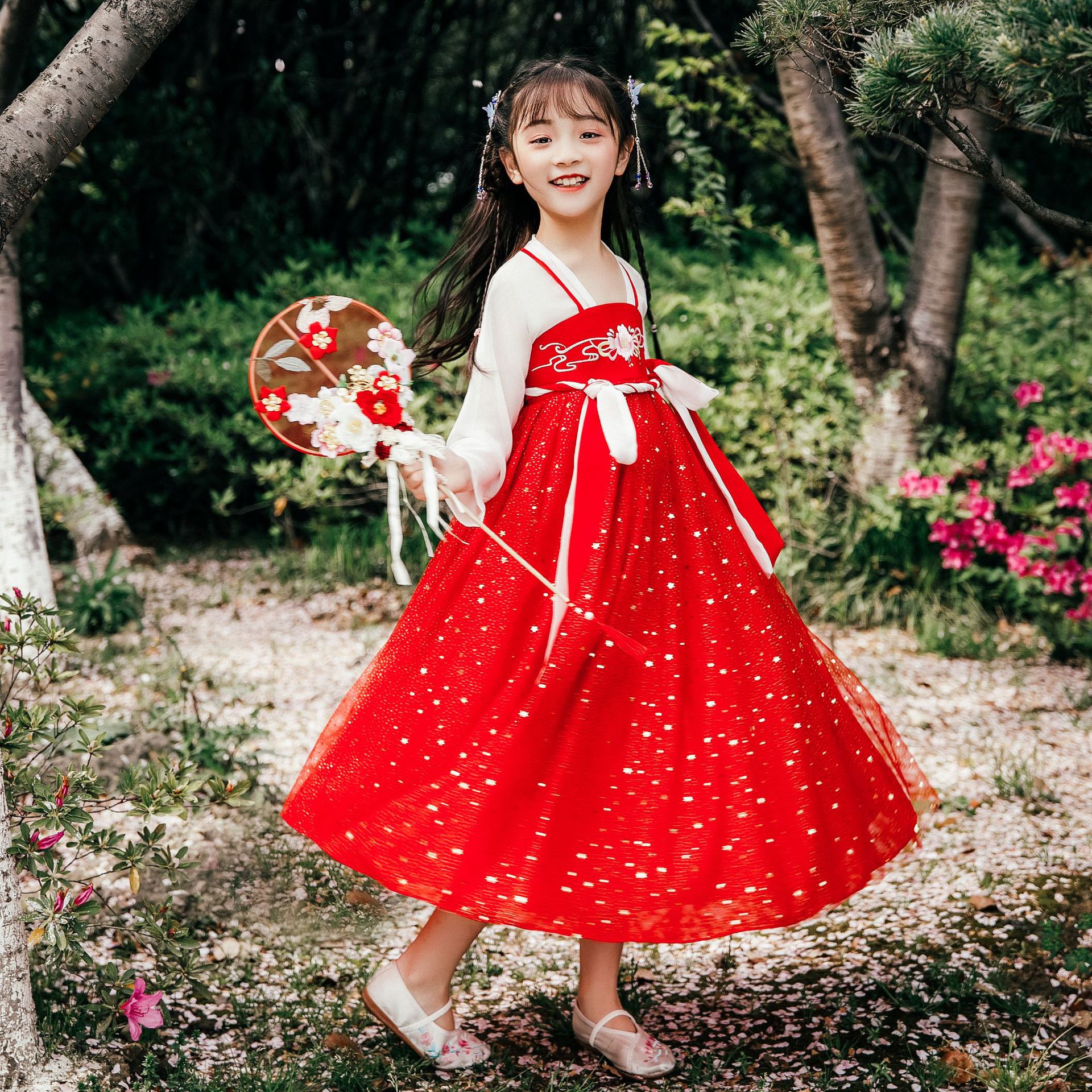 女童汉服儿童超仙襦裙小女孩古装春秋中国风抖音古风唐装连衣裙夏
