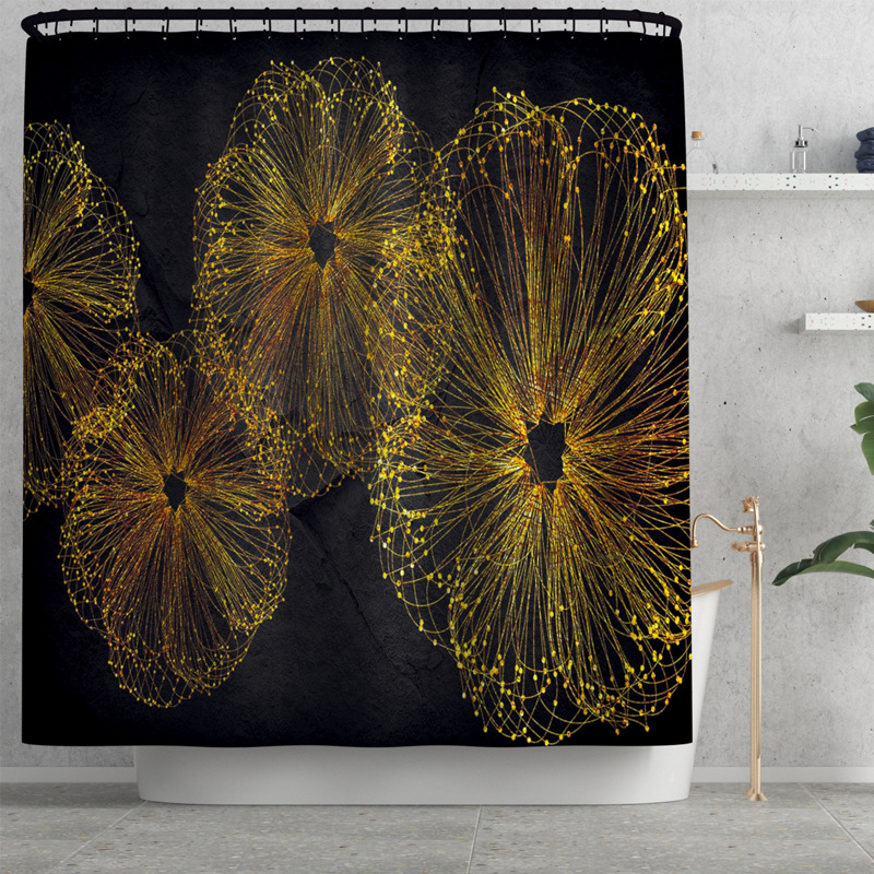 Landscape Elements Thickened Mildew-Proof Shower Curtain Shitan Green Bamboo Foreign Trade Exclusive for One Piece Dropshipping Shower Curtain
