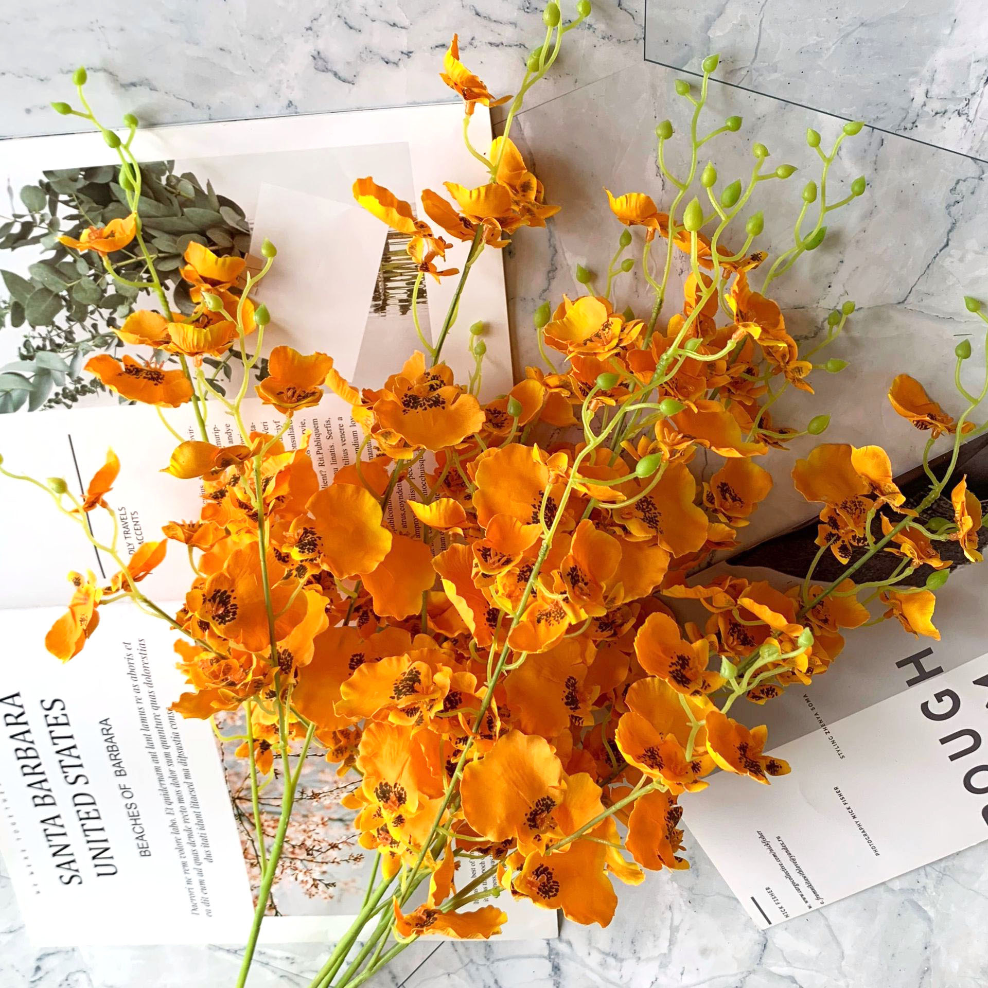 高档仿真花 跳舞兰单支 3叉装饰假花 仿真植物家居 装饰花墙搭配