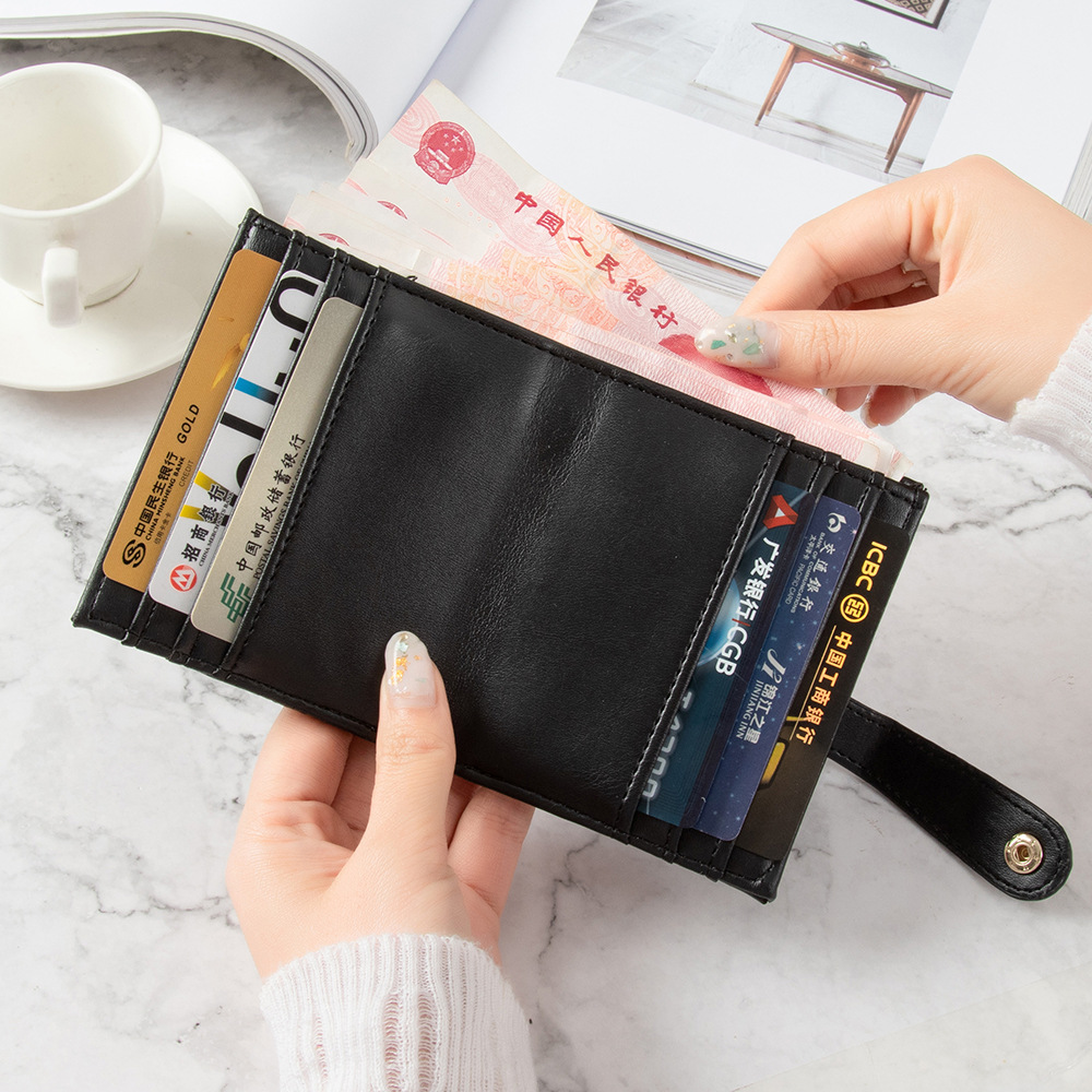 Small Wallet Women's Short Korean Style Foreign Trade New Simple Retro Folding Buckle Multiple Card Slots Compact Card Holder Coin Purse