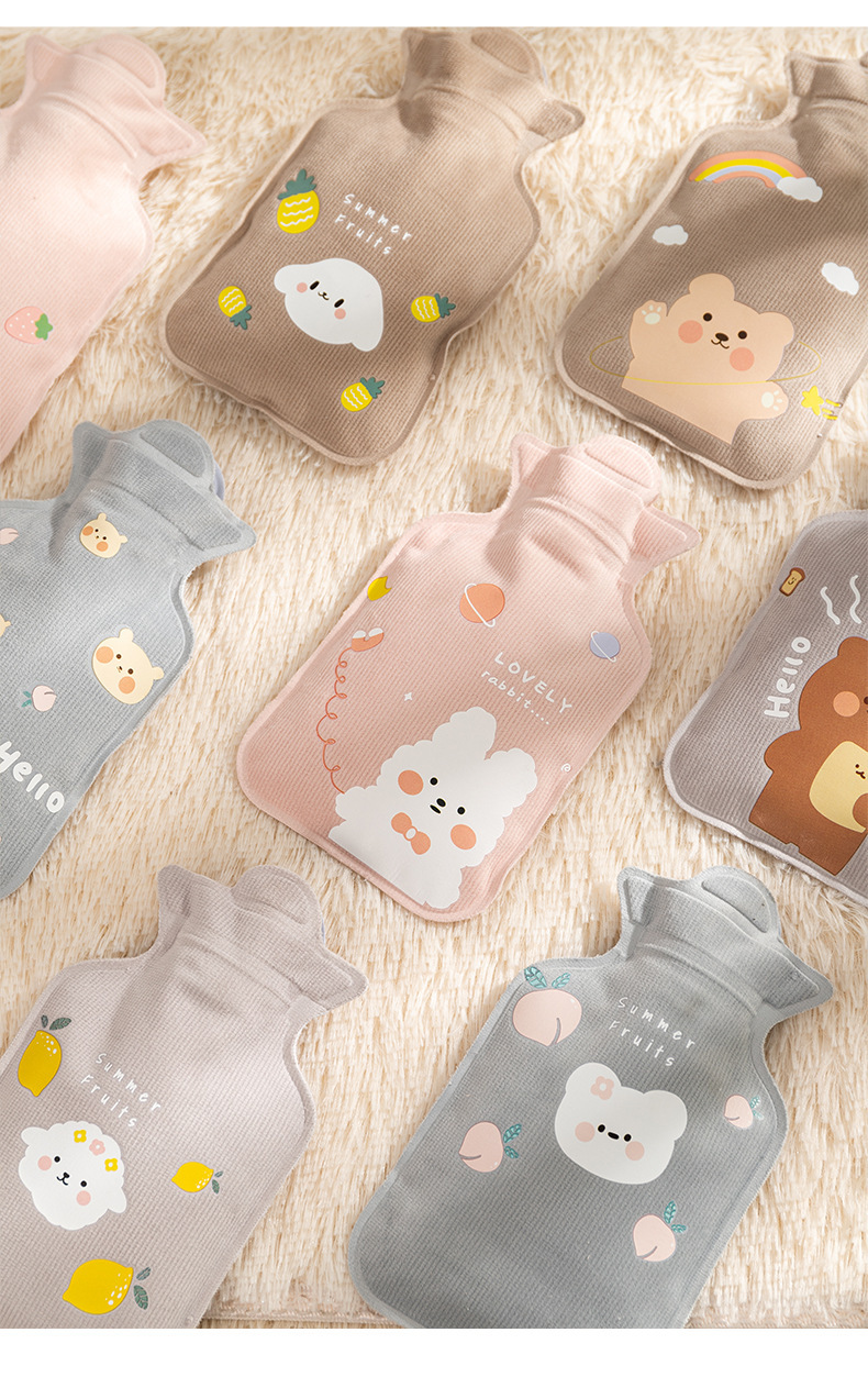 可爱少女心注水热水袋学生女居家户外毛绒暖水袋卡通灌水暖手袋