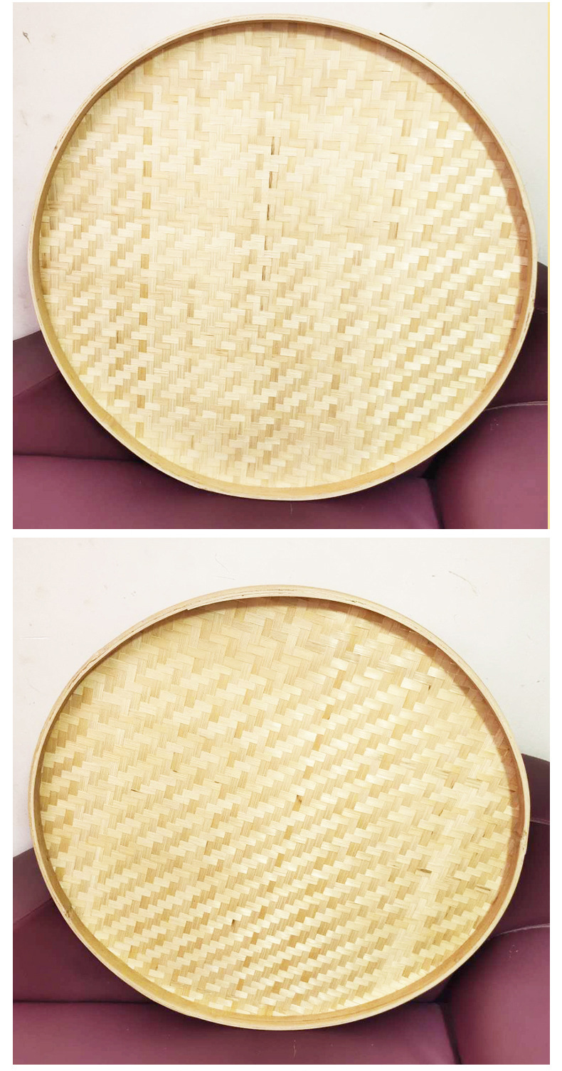 手工竹编平盖竹筛子 圆簸箕装饰竹匾竹畚箕有孔圆筛平盖批发