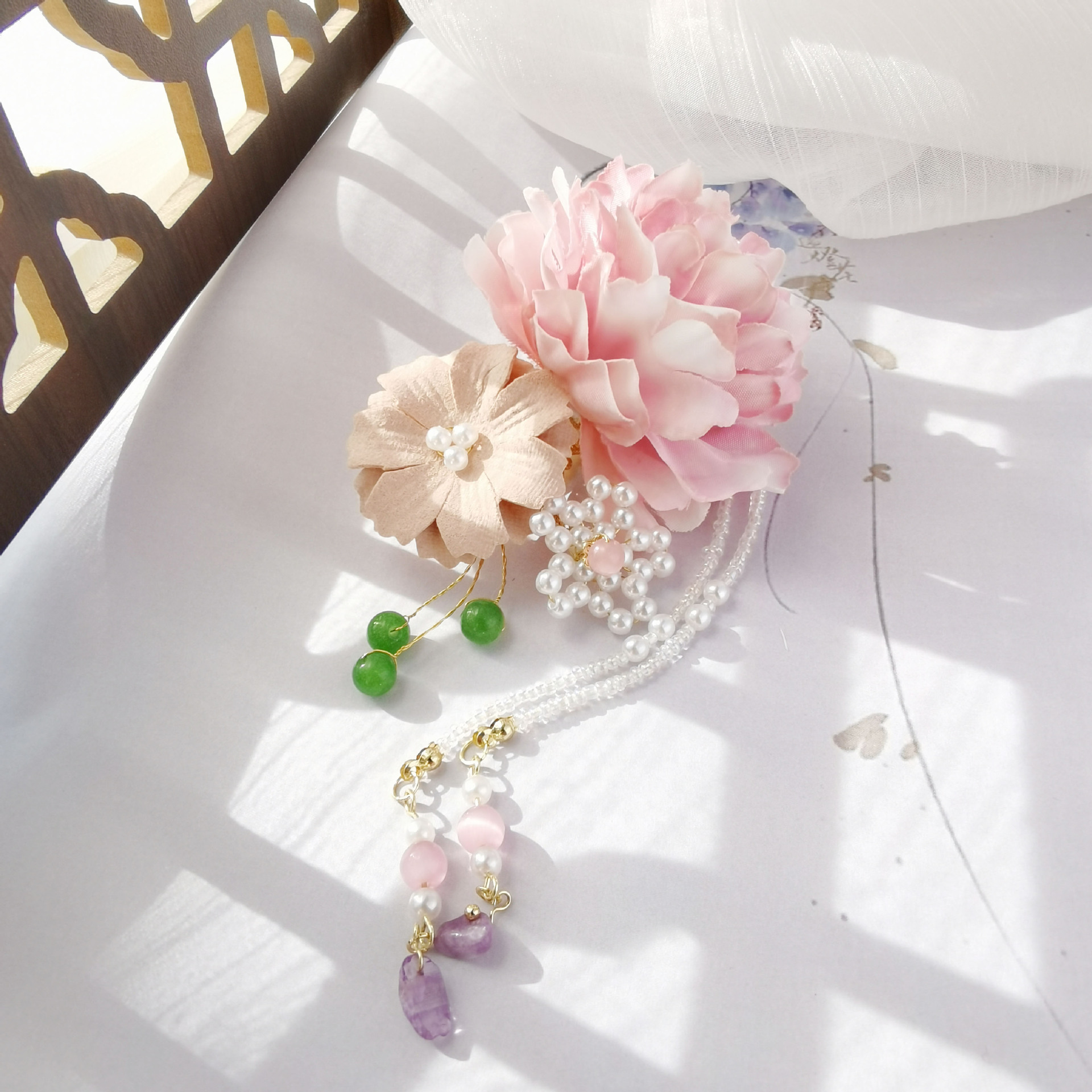 小女孩新年款拜年服头饰幼儿表演毛绒发圈过年喜庆中国风女宝发饰