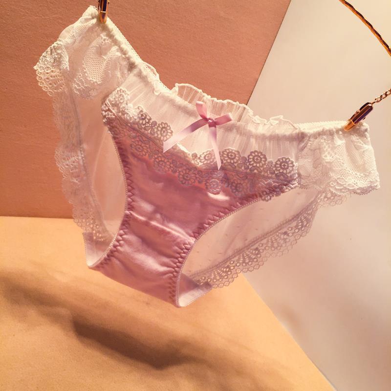 女内裤性憾 性感三送一少女心粉色总汇蕾丝内裤女性感少女粉可爱